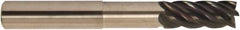 Accupro - 3/8", 5 Flute, Single End, Solid Carbide, 0.03" Corner Radius End Mill - 4" OAL, 38° Helix, Right Hand Flute, 1/2" LOC, Right Hand Cut, 1-1/8" Extended Reach - Industrial Tool & Supply
