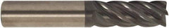 Accupro - 1", 4-1/4" LOC, 1" Shank Diam, 7" OAL, 5 Flute, Solid Carbide Square End Mill - Single End, AlTiCrN Finish, Spiral Flute, 38° Helix, Centercutting, Right Hand Cut, Right Hand Flute, Series HS - Industrial Tool & Supply