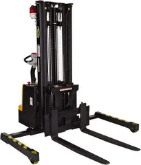 Vestil - 1,500 Lb Capacity, 118" Lift Height, Battery Powered Stacker - 2-1/2" Lowered Height, 36-1/4" Fork Length, 48" Overall Width - Industrial Tool & Supply
