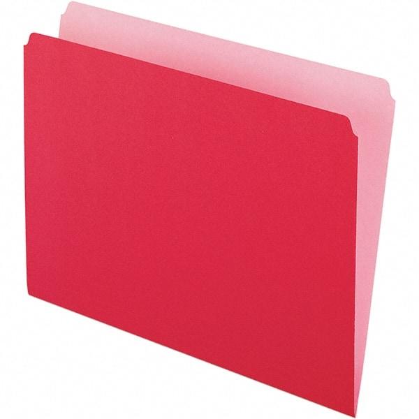 Pendaflex - 9-1/2 x 11-5/8", Letter Size, Red/Light Red, File Folders with Top Tab - 11 Point Stock, Straight Tab Cut Location - Industrial Tool & Supply