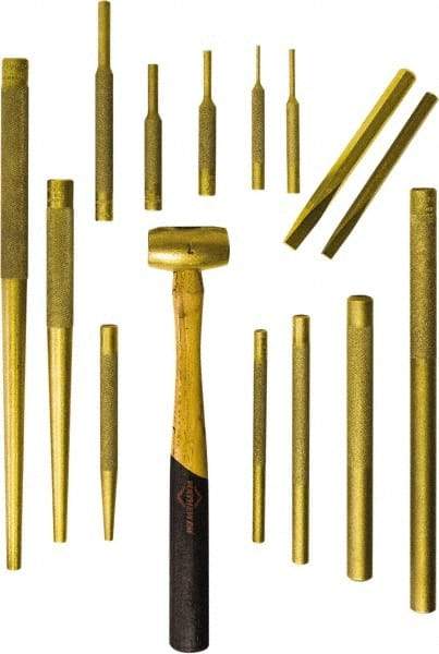 Mayhew - 15 Piece Punch & Chisel Set - 3/8 to 1/2" Chisel, 1/8 to 3/4" Punch, Round Shank - Industrial Tool & Supply