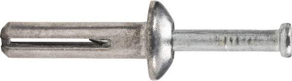 Powers Fasteners - 1/4" Diam, 1/4" Drill, 3" OAL, 1-3/4" Min Embedment Hammer Drive Concrete Anchor - 1018 Steel, Zinc-Plated Finish, Flat Head, Hammer Drive - Industrial Tool & Supply