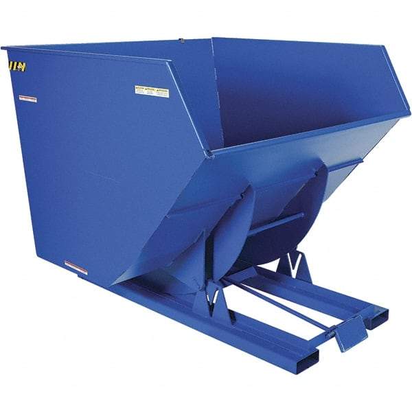 Vestil - 6,000 Lb Load Capacity, 4 Cu Yd, Steel Self-Dumping Hopper - 72-11/16" Wide x 79-3/8" Long x 64-3/8" High, Blue - Industrial Tool & Supply