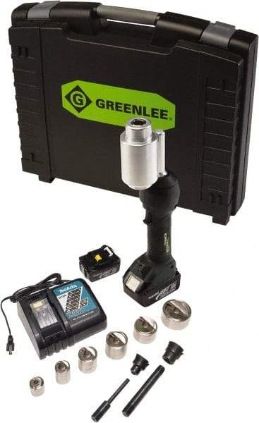 Greenlee - 15 Piece, 0.88 to 2.4165" Punch Hole Diam, Hydraulic Knockout Set - Round Punch, 10 Gage Stainless Steel, 10 Gage Mild Steel - Industrial Tool & Supply