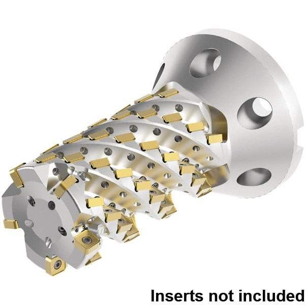 Kennametal - 56 Inserts, 2" Cut Diam, 4-5/8" Arbor Diam, 4.2228" Max Depth of Cut, Indexable Square-Shoulder Face Mill - 0° Lead Angle, 7-1/2" High, SNHJ1004.. Insert Compatibility, Through Coolant, Series HARVI Ultra 8X - Industrial Tool & Supply