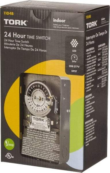 TORK nsi - 20 min to 22 hr Indoor Analog Mechanical Timer Switch - 12 On/Off, 208 to 277 Volts, 60 Hz, 11,080 Watts, 12 Modes - Industrial Tool & Supply