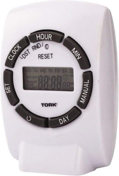 TORK nsi - 7 Day Indoor Digital Electrical Timer - 20 On/Off, 125 VAC, 1,875 Watts, 20 Modes - Industrial Tool & Supply