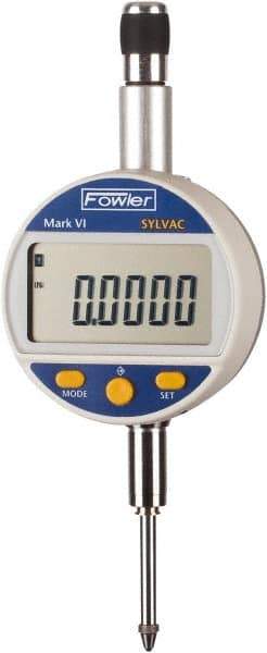 Fowler - 0 to 25mm Range, 0.00005" Graduation, Electronic Drop Indicator - Center Lug Back, Accurate to 0.00016", Inch & Metric System, LCD Display - Industrial Tool & Supply