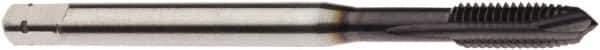 Seco - M2.6x0.45 Metric, 2 Flute, AlTiN Finish, Powdered Metal Spiral Point Tap - Plug Chamfer, Right Hand Thread, 1-31/32" OAL, 0.315" Thread Length, 2.8mm Shank Diam, 6HX Class of Fit - Exact Industrial Supply