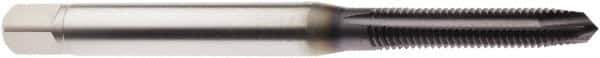 Seco - M8x1.25 Metric, 3 Flute, TiAlN Finish, Powdered Metal Spiral Point Tap - Plug Chamfer, Right Hand Thread, 3-15/16" OAL, 0.7874" Thread Length, 10mm Shank Diam, 6H Class of Fit - Exact Industrial Supply