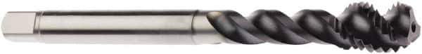 Seco - M8x1.25 Metric, 3 Flute, AlTiN Finish, Powdered Metal Spiral Point Tap - Plug Chamfer, Right Hand Thread, 3.5433" OAL, 0.7087" Thread Length, 6mm Shank Diam, 6HX Class of Fit - Exact Industrial Supply