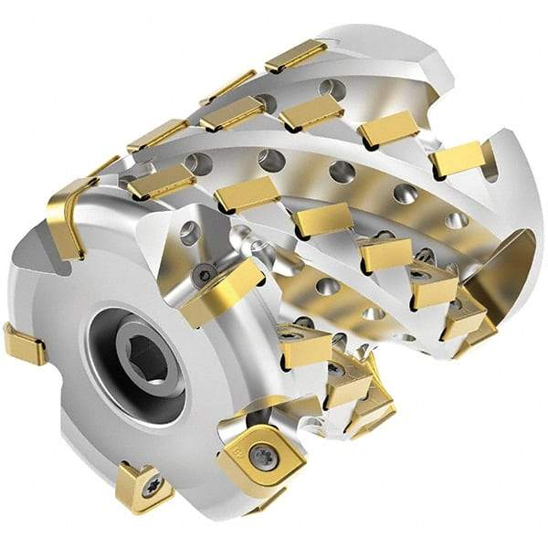 Kennametal - 28 Inserts, 2" Cut Diam, 3/4" Arbor Diam, 2.1415" Max Depth of Cut, Indexable Square-Shoulder Face Mill - 0° Lead Angle, 2-1/2" High, SNHJ1004.. Insert Compatibility, Through Coolant, Series HARVI Ultra 8X - Industrial Tool & Supply