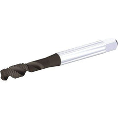 Kennametal - 7/16-14 UNC 3 Flute 3B Modified Bottoming Spiral Flute Tap - Vanadium High Speed Steel, TiN/CrC/C Finish, 100mm OAL, Right Hand Flute, Right Hand Thread, H3, Series T682 - Exact Industrial Supply