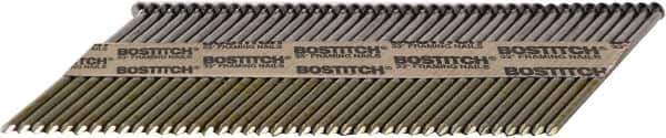 Stanley Bostitch - 11 Gauge 0.131" Shank Diam 3" Long Framing Nails for Power Nailers - Steel, Bright Finish, Smooth Shank, Angled Stick Paper Tape Collation, Round Head - Industrial Tool & Supply