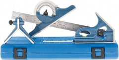 SPI - 4 Piece, 12" Combination Square Set - 1/100, 1/32, 1/50 & 1/64" (16R) Graduation, Hardened Steel Blade, Hardened Steel Center, Protractor & Square Head - Industrial Tool & Supply