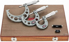 SPI - 0 to 3" Range, 3 Piece Mechanical Outside Micrometer Set - 0.0001" Graduation, 0.0001, 0.0002" Accuracy, Ratchet Stop Thimble - Industrial Tool & Supply