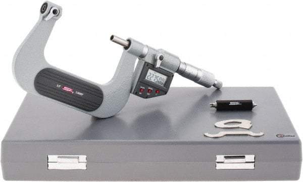 SPI - 50 to 75mm Range, Electronic Screw Thread Micrometer - Ratchet Stop Thimble, 0.00005" Graduation, 0.0002" Accuracy - Industrial Tool & Supply