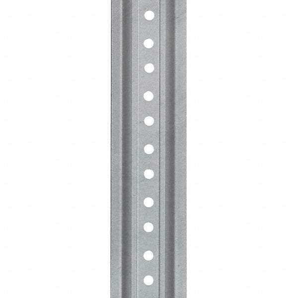 Nucor - 7' High, Galvanized Traffic Sign Post - Steel, 3/8" Hole Diam, Silver - Industrial Tool & Supply