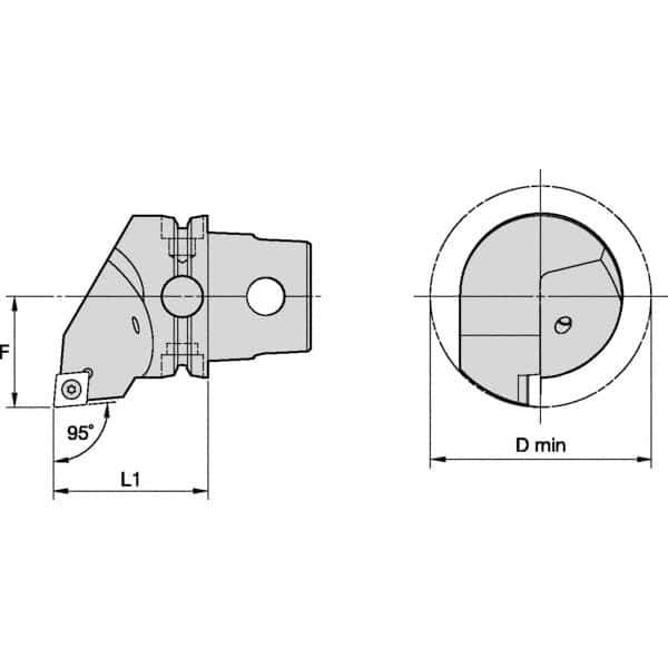 Kennametal - Right Hand Cut, Size KM50, CC.. Insert Compatiblity, Internal or External Modular Turning & Profiling Cutting Unit Head - 35mm Ctr to Cutting Edge, 50mm Head Length, Through Coolant, Series S-Clamping - Industrial Tool & Supply