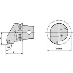 Kennametal - Right Hand Cut, Size KM50, CC.. Insert Compatiblity, Internal or External Modular Turning & Profiling Cutting Unit Head - 35mm Ctr to Cutting Edge, 50mm Head Length, Through Coolant, Series S-Clamping - Industrial Tool & Supply