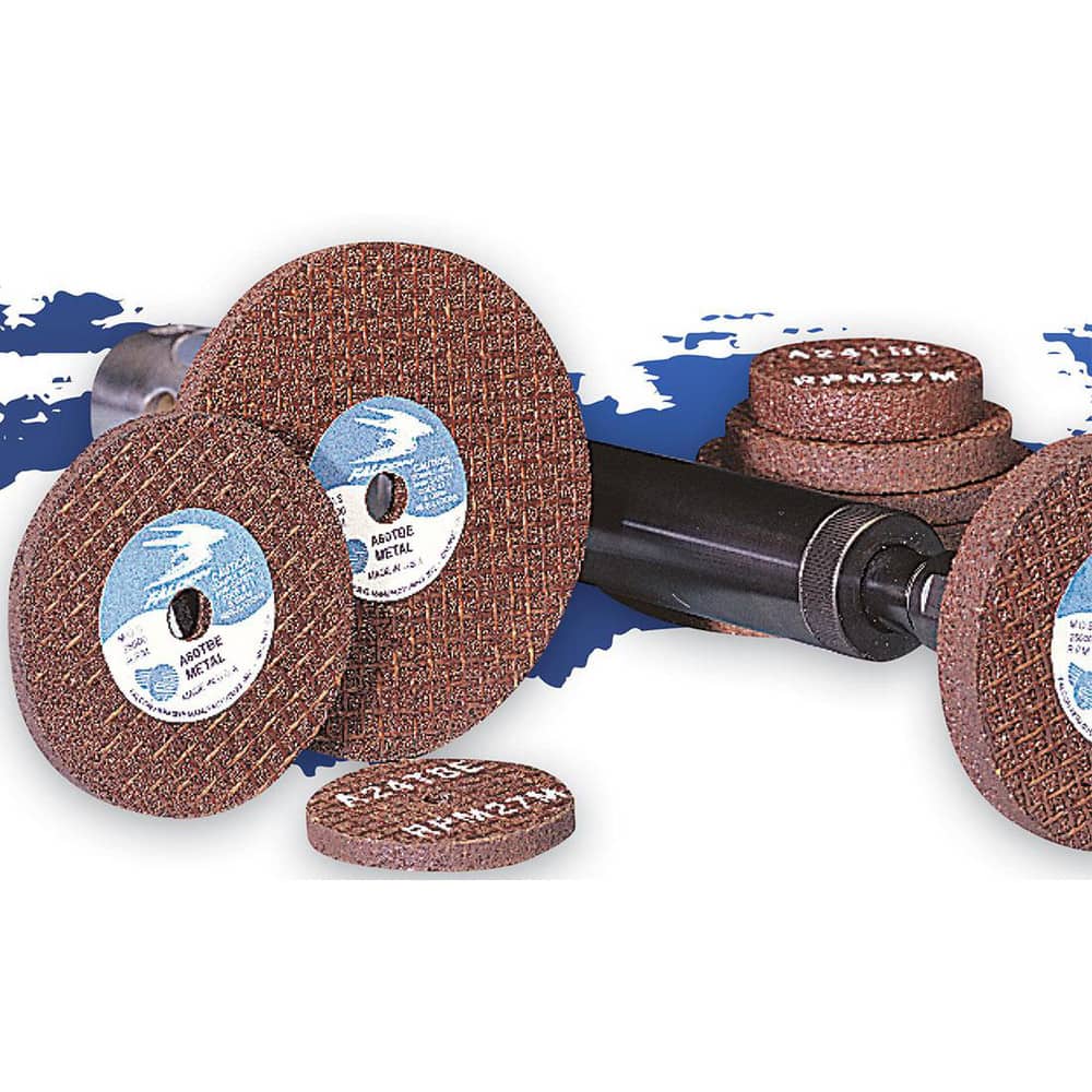 Cut-Off Wheel: Type 1, 3″ Dia, 1/4″ Thick, 1/4″ Hole, Aluminum Oxide Reinforced, 24 Grit, 25000 Max RPM, Use with Straight Shaft Grinders