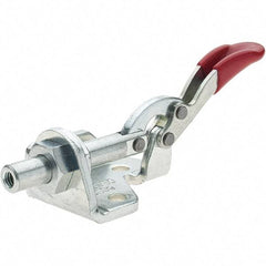 De-Sta-Co - 150.62 Lb Load Capacity, Flanged Base, Carbon Steel, Standard Straight Line Action Clamp - 5 Mounting Holes, 0.19" Mounting Hole Diam, 0.28" Plunger Diam, Thumb Handle - Industrial Tool & Supply