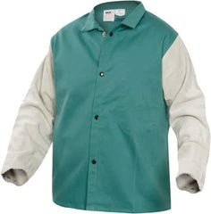 PRO-SAFE - Size 2XL Flame Resistant/Retardant Jacket - Green, Gray, Cotton, Snaps Closure, 50 to 52" Chest - Industrial Tool & Supply