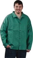 PRO-SAFE - Size XL Flame Resistant/Retardant Jacket - Green, Cotton, Snaps Closure, 46 to 48" Chest - Industrial Tool & Supply