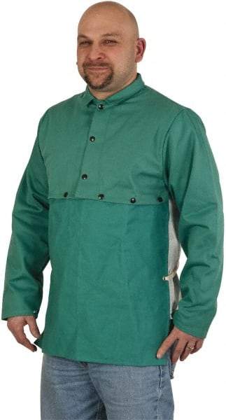 PRO-SAFE - Size XL, 46-48" Chest, Cape Sleeves & Bib - Cotton, 9 oz, Green - Industrial Tool & Supply