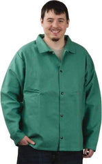 PRO-SAFE - Size L Flame Resistant/Retardant Jacket - Green, Cotton, Snaps Closure, 42 to 44" Chest - Industrial Tool & Supply