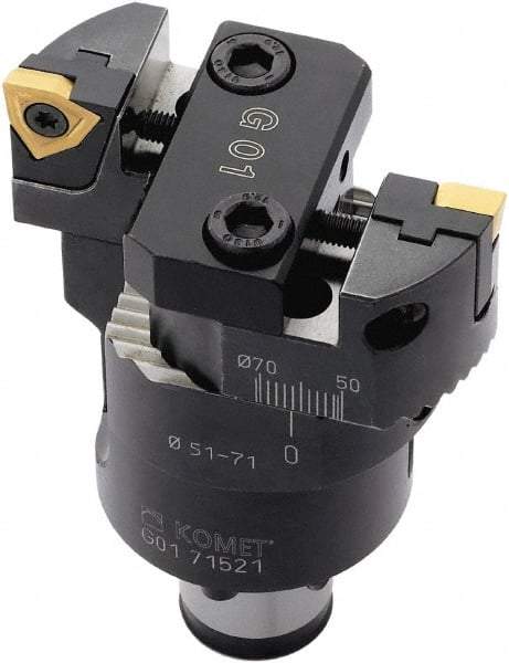 Komet - 63mm Body Diam, Manual Twin Cutter Boring Head - 83mm to 124mm Bore Diam - Exact Industrial Supply
