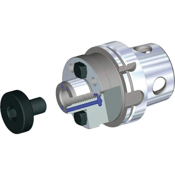 Kennametal - KM4X100 Modular Connection 1" Pilot Diam Shell Mill Holder - 4" Flange to Nose End Projection, 2-3/4" Nose Diam, 1/2-20 Lock Screw, Through-Spindle Coolant - Exact Industrial Supply