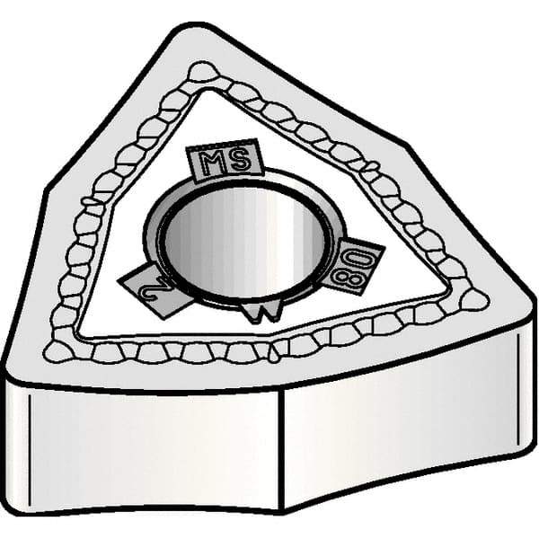 Kennametal - WNMG431 MS Grade KCU10 Carbide Turning Insert - TiAlN Finish, 80° Trigon, 1/2" Inscr Circle, 3/16" Thick, 1/64" Corner Radius - Industrial Tool & Supply
