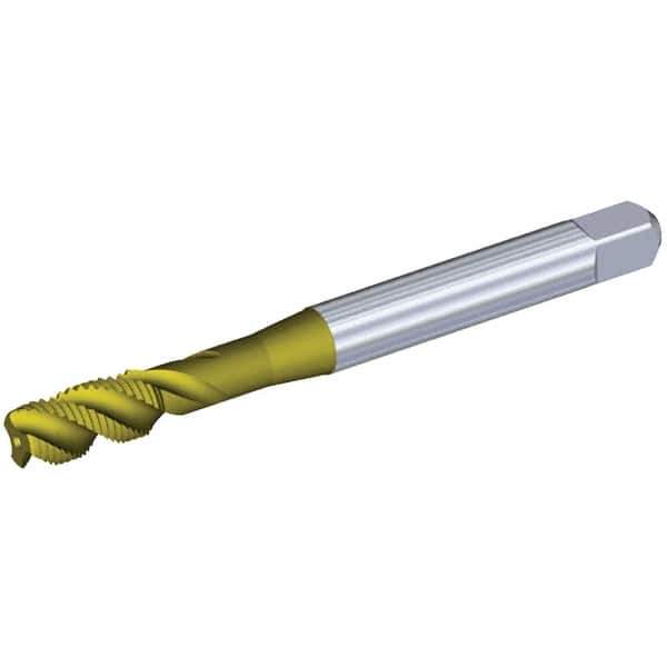 Kennametal - 1/2-13 UNC 4 Flute 3BX Modified Bottoming Spiral Flute Tap - Powdered Metal, TiCN/TiN Finish, 110mm OAL, Right Hand Flute, Right Hand Thread, Series T631 - Industrial Tool & Supply
