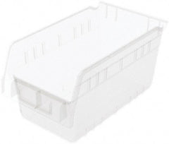 Akro-Mils - 11-5/8" Deep, Clear Polymer Hopper Shelf Bin - 6" High x 6-5/8" Wide x 11-5/8" Long - Industrial Tool & Supply