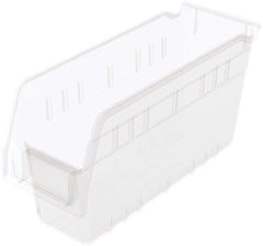 Akro-Mils - 11-5/8" Deep, Clear Polymer Hopper Shelf Bin - 6" High x 4-1/8" Wide x 11-5/8" Long - Industrial Tool & Supply