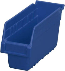 Akro-Mils - 11-5/8" Deep, Blue Polymer Hopper Shelf Bin - 6" High x 4-1/8" Wide x 11-5/8" Long - Industrial Tool & Supply