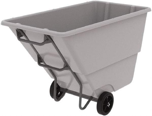 Akro-Mils - 1,000 Lb Load Capacity, 1 Cu Yd, Plastic Tilt Truck - 33" Wide x 66" Long x 42" High, Gray - Industrial Tool & Supply