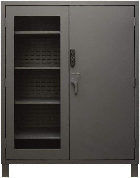 Durham - 4 Shelf Locking Storage Cabinet - Steel, 60" Wide x 24" Deep x 78" High, Gray - Industrial Tool & Supply