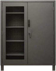 Durham - 4 Shelf Locking Storage Cabinet - Steel, 60" Wide x 24" Deep x 78" High, Gray - Industrial Tool & Supply