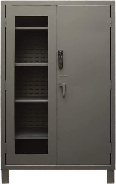 Durham - 4 Shelf Locking Storage Cabinet - Steel, 48" Wide x 24" Deep x 78" High, Gray - Industrial Tool & Supply
