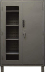 Durham - 4 Shelf Locking Storage Cabinet - Steel, 48" Wide x 24" Deep x 78" High, Gray - Industrial Tool & Supply