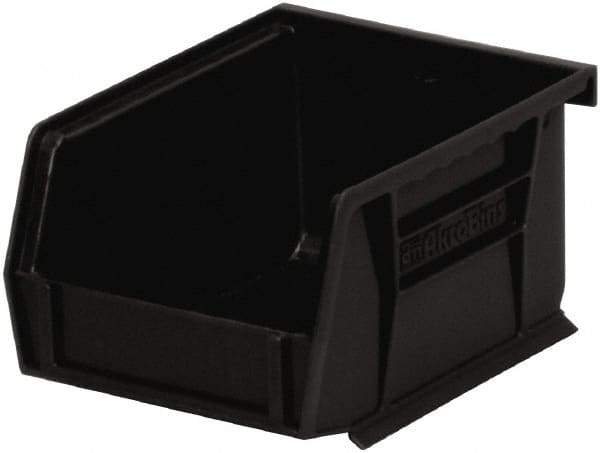 Akro-Mils - 10 Lb. Load Capacity, 5-3/8" Deep, Black Polymer Hopper Stacking Bin - 3" High x 4-1/8" Wide x 5-3/8" Long - Industrial Tool & Supply