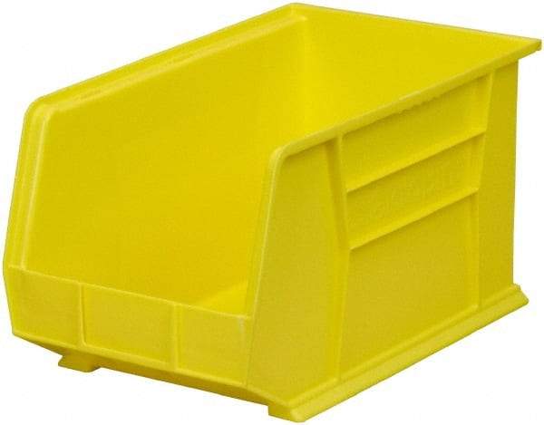 Akro-Mils - 60 Lb. Load Capacity, 18" Deep, Yellow Polymer Hopper Stacking Bin - 10" High x 11" Wide x 18" Long - Industrial Tool & Supply