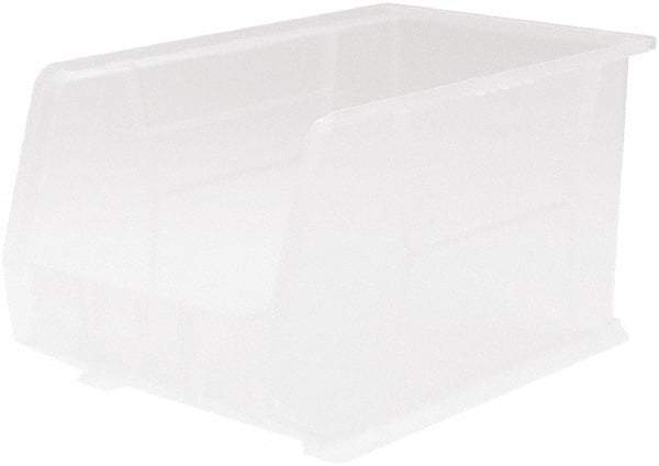 Akro-Mils - 60 Lb. Load Capacity, 18" Deep, Clear Polymer Hopper Stacking Bin - 10" High x 11" Wide x 18" Long - Industrial Tool & Supply