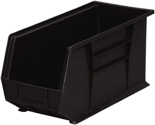 Akro-Mils - 60 Lb. Load Capacity, 18" Deep, Black Polymer Hopper Stacking Bin - 9" High x 8-1/4" Wide x 18" Long - Industrial Tool & Supply