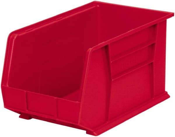 Akro-Mils - 60 Lb. Load Capacity, 18" Deep, Red Polymer Hopper Stacking Bin - 10" High x 11" Wide x 18" Long - Industrial Tool & Supply