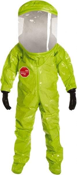 Dupont - Size 4XL, High Visibility Lime, Chemical, Disposable Encapsulated Suit - Attached Hood, Elastic Ankle, Elastic Wrist - Industrial Tool & Supply