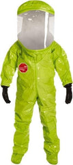 Dupont - Size M, High Visibility Lime, Chemical, Disposable Encapsulated Suit - Attached Hood, Elastic Ankle, Elastic Wrist - Industrial Tool & Supply