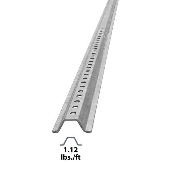 Nucor - 8' High, Galvanized Traffic Sign Post - Steel, 3/8" Hole Diam, Silver - Industrial Tool & Supply